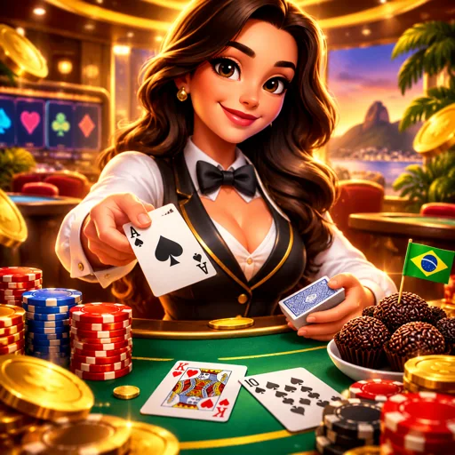 Cartão do guia de estratégia de blackjack com cartas e fichas na mesa