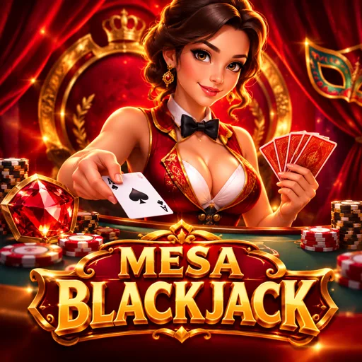 Mesa de blackjack ao vivo com cartas distribuídas pelo crupiê